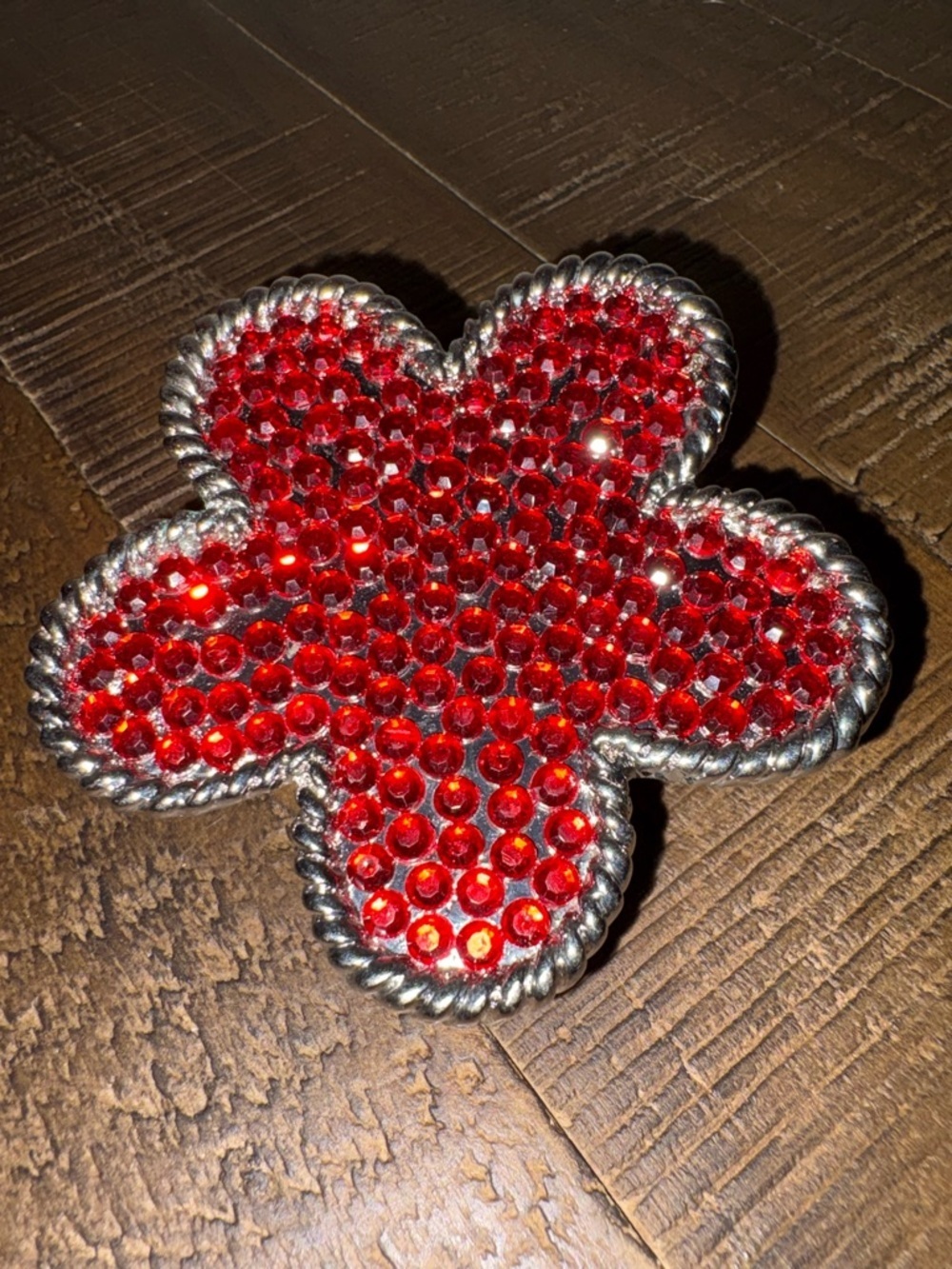 Red Rhinestone Floral Belt Buckle
